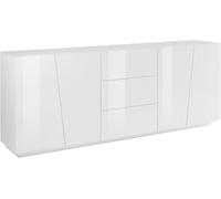 Bonussi Credenza 4 Ante + 3 Cassetti 220x43x86 cm Vega Bianco Lucido