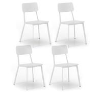 Bonussi Set 4 Sedie 51x51,5xH82 cm in Legno e Metallo Woody Bianco