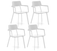 Bonussi Set 4 Sedie 61x51,5xH82 cm in Legno e Metallo Woody capotavola Bianco