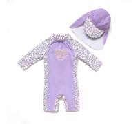 BONVERANO Costume Intero a Maniche Lunghe per Bebè neonata Protezione UV 50+ One Zip(Viola-Lavanda,3-6mesi)…