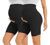 BONVIGOR Pantaloncini da gravidanza sopra la pancia, pantaloncini da moto per gravidanza, pantaloncini da allenamento, yoga, pantaloni sportivi attivi per donne incinte, 2 pezzi - nero, 2 pezzi, XL