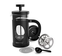 bonVIVO Caffettiera a Stantuffo French Press 3 Tazze (350 ml) - Caffettiera in Vetro Borosilicato e Acciaio Inox per Caffè, Tè, Infusi e Cold Brew - Design Elegante Nero