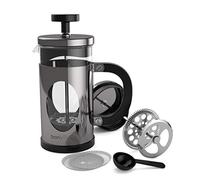 bonVIVO Caffettiera a Stantuffo - French Press da 3 Tazze 350ml in Vetro Borosilicato e Acciaio Inox - Caffettiera Induzione per Caffè, Tè, Infusi, Cold Brew - Design Elegante Argento