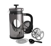 bonVIVO Caffettiera a Stantuffo - French Press da 8 Tazze 1000ml in Vetro Borosilicato e Acciaio Inox - Caffettiera Induzione per Caffè, Tè, Infusi, Cold Brew - Design Elegante Argento