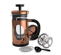 bonVIVO Caffettiera Francese French Press da 350 ml Pressofiltro in Acciaio Inox e Vetro Borosilicato - Infusiera per Caffè, Tè, Cold Brew Con Filtro a Maglia Fine- Design con Rifinitura Rame