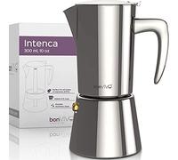 bonVIVO Caffettiera Induzione - Macchina per Caffè Espresso in Acciaio Inox, 6 tazze (300 ml) - Moka Induzione Professionale per Ogni Fornello e Piano di Cottura - Argento