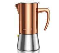 bonVIVO Caffettiera per caffè espresso a induzion- 6 tazze (300 ml) - Moka Induzione Professionale per Ogni Fornello e Piano di Cottura - Rame