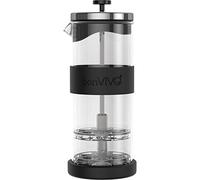 bonVIVO FOMO Montalatte Manuale 400 ml in Vetro e Acciaio Inox - Emulsificatore a Doppia Rete per Schiuma Latte Professionale - Accessorio Barista per Espresso e Cappuccino