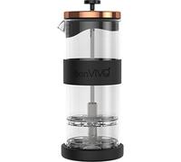 bonVIVO FOMO Montalatte Manuale 400 ml in Vetro e Acciaio Inox - Emulsificatore a Doppia Rete per Schiuma Latte Professionale - Accessorio Barista per Espresso e Cappuccino