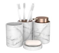 bonVIVO Marmora Set Accessori Bagno 4 Pezzi Effetto Marmo