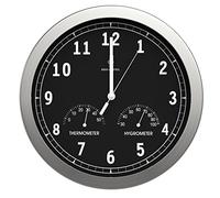 bonVIVO Orologio da Parete 30cm Orologio da Muro Radiocontrollato Digitale e Silenzioso Design Moderno in Alluminio Nero Bianco Argento Decorazione Elegante per Casa Cucina Salotto e Ufficio (Nero)