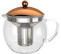 bonVIVO Tempa - Teiera in Vetro Borosilicato da 1.5L con Infusore in Acciaio Inox, Tisaniera e Infusiera Trasparente per Tè in Foglie e Fiori, Design Elegante e Moderno