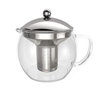 bonVIVO Tempa - Teiera in Vetro Borosilicato da 1.5L con Infusore in Acciaio Inox, Tisaniera e Infusiera Trasparente per Tè in Foglie e Fiori, Design Elegante e Moderno