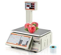 Bonvoisin Bilancia da stampa per etichette, 30 kg/66 lbs, bilancia a barre con display a barre, stampante per etichette e ricevute