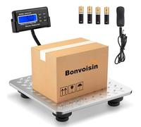 Bonvoisin Bilancia Postale 300kg/660lb Bilancia pesa pacchi con display LCD esterno, piattaforma in acciaio inox, 4 batterie AAA e adattatore di rete inclusi, kg/oz/lb/lb-oz, conteggio (EU)