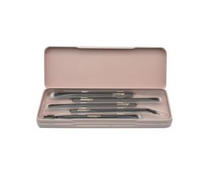 bonvoyage Essentials, Set Pennelli Occhi Make Up 5 Pezzi, Include Pennello per Ombretti, Sopracciglia e Eyeliner, Setole Morbide per una Facile Applicazione del Trucco, Makeup is My Art