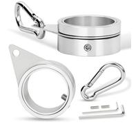 BONWIN Anelli per asta per bandiera da 3,8 cm, 2 pezzi, in lega di alluminio, girevoli a 360°, anti avvolgimento, con moschettoni in acciaio inox, per diametro da 3,2 a 3,8 cm