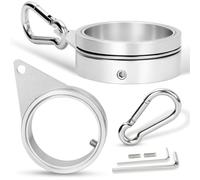 BONWIN Anelli per asta per bandiera grandi da 5,1 cm, 2 pezzi, in lega di alluminio, girevoli a 360°, con moschettoni in acciaio inox, per diametro da 4,1 a 5,1 cm