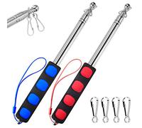 BONWIN Aste telescopiche Portatili da 1,2 m con Clip, Asta telescopica Portatile in Acciaio Inox per Bandiera, Guida turistica, puntatore per insegnamento, Confezione da 2 (1,2 m, Rosso + Blu)