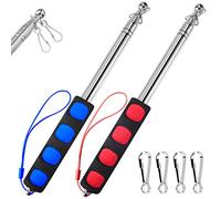 BONWIN Aste telescopiche portatili da 1,6 m con clip, 1,6 m di spessore, portatile, in acciaio inox, asta telescopica per bandiere, guida turistica, puntatore per insegnamento, confezione da 2 (1,5 m,