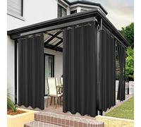 BONZER Outdoor Waterproof Curtains for Patio Privacy Grommet Sunlight Blocking Outside Curtains for Gazebo, Porch, Pergola, Pavilion, 1 Panel, 54W x 84L inch, Charcoal