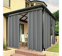 Bonzer Tende impermeabili per patio, veranda, pergola, luce solare, frangivista, occhielli, tenda interna per camera da letto, soggiorno, 1 pezzo, 137 x 213 cm, grigio