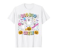 Boo Boo Crew Divertente Halloween Spooky Ghost Nurse ICU ER Maglietta