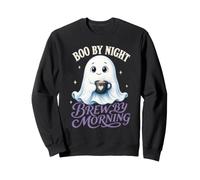 Boo by Night Brew by Morning Carino Halloween Ghost Coffee Felpa