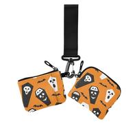 Boo Coffin - Portamonete da donna per Halloween, mini custodia per carte di credito, portamonete con tasca con cerniera, 2 pezzi