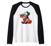 Boo Creepy Clown Zucca Halloween Maglia con Maniche Raglan