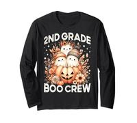 Boo Crew 2nd Grade Insegnante Donne Autunno Halloween Fantasma Floreale Maglia a Manica