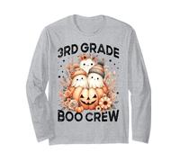 Boo Crew 3rd Grade Insegnante Donne Autunno Halloween Fantasma Floreale Maglia a Manica