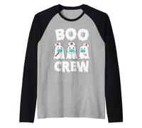 Boo Crew Ghost Nurse Funny Halloween Costume Maglia con Maniche Raglan