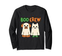 Boo Crew Halloween Ghost Cat And Dog per Gli Amanti degli Animali Domestici Maglia a Manica