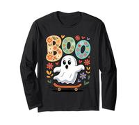 Boo Cute Ghost Equitazione Skateboard Halloween Skateboarding Kid Maglia a Manica