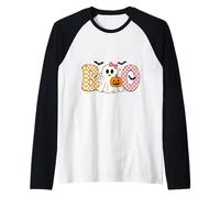 Boo Fantasmina Ragazza A Scacchi Zucca Halloween Kawaii Maglia con Maniche Raglan