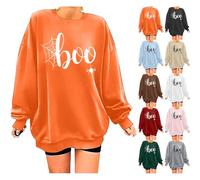 Boo - Felpa da donna con fantasma divertente, taglie forti, a maniche lunghe, pullover a maniche lunghe, abbigliamento per festival, Marrone, XXXL