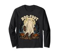Boo Foot Funny Halloween Bigfoot Ghost Sasquatch Spooky Maglia a Manica