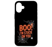 Boo I'm Stuck On You Spider Webs Halloween Custodia per iPhone 16 Plus