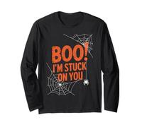 Boo I'm Stuck On You Spider Webs Halloween Maglia a Manica