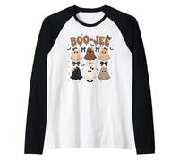 Boo-JEE Cute Ghost Coquette Bow Halloween Maglia con Maniche Raglan