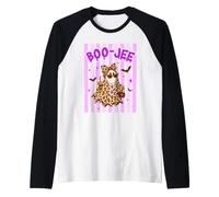 Boo-JEE - Fantasma Leopardato spettrale per Halloween Maglia con Maniche Raglan