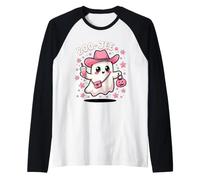 Boo JEE Spooky Mucca Fantasma Rosa Zucca Halloween Donne Ragazza Maglia con Maniche Raglan