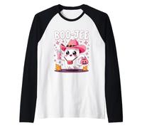 Boo JEE Spooky Mucca Fantasma Rosa Zucca Halloween Donne Ragazza Maglia con Maniche Raglan