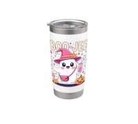 Boo Jee Spooky Witch Ghost Pink Halloween Zucca Costumi Bicchiere termico in acciaio inox doppia parete