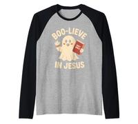 Boo-Lieve in Gesù - Cristianesimo di Halloween Maglia con Maniche Raglan