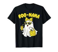 Boo Nana Funny Spooky Banana Ghost Bow Coquette Halloween Maglietta
