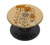 Boo scheletro zucca fantasma cani divertente spettrale autunno Halloween PopSockets PopGrip Adesivo