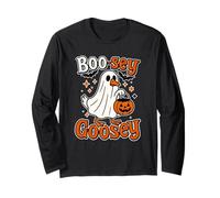 Boo-sey Goosey Divertente Halloween Goose Trick or Treat Graphic Maglia a Manica