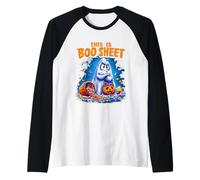 Boo Sheet Ghost Funny Halloween Dolcetto o Scherzetto Candy Maglia con Maniche Raglan